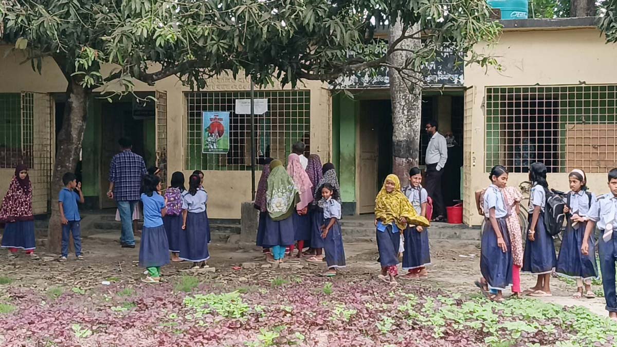 সরকারি বিদ্যালয়ের খেলার মাঠ দখল করে সবজি চাষ