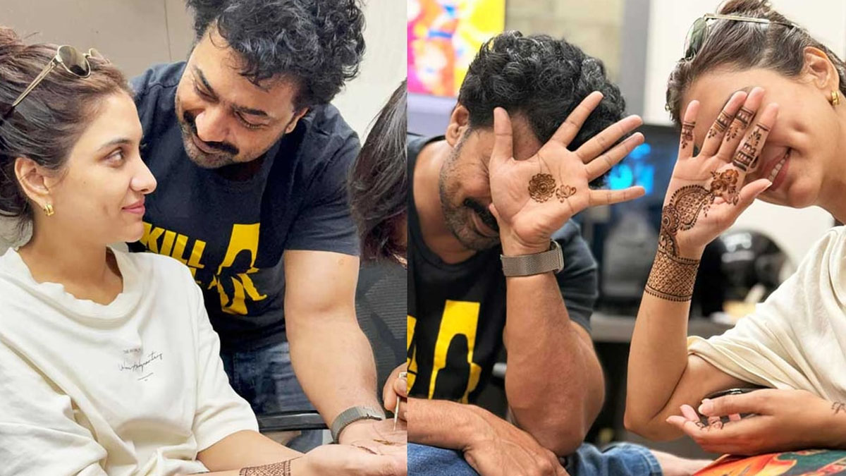 মেহেদি উৎসবে মেতেছেন দেব-রুক্মিণী