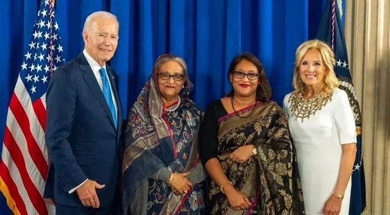 প্রেসিডেন্ট জো বাইডেনের সংবর্ধনা অনুষ্ঠানে প্রধানমন্ত্রী শেখ হাসিনা